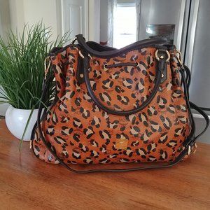 AUTH MCM Leopard Animal Print Shoulder hand bag.